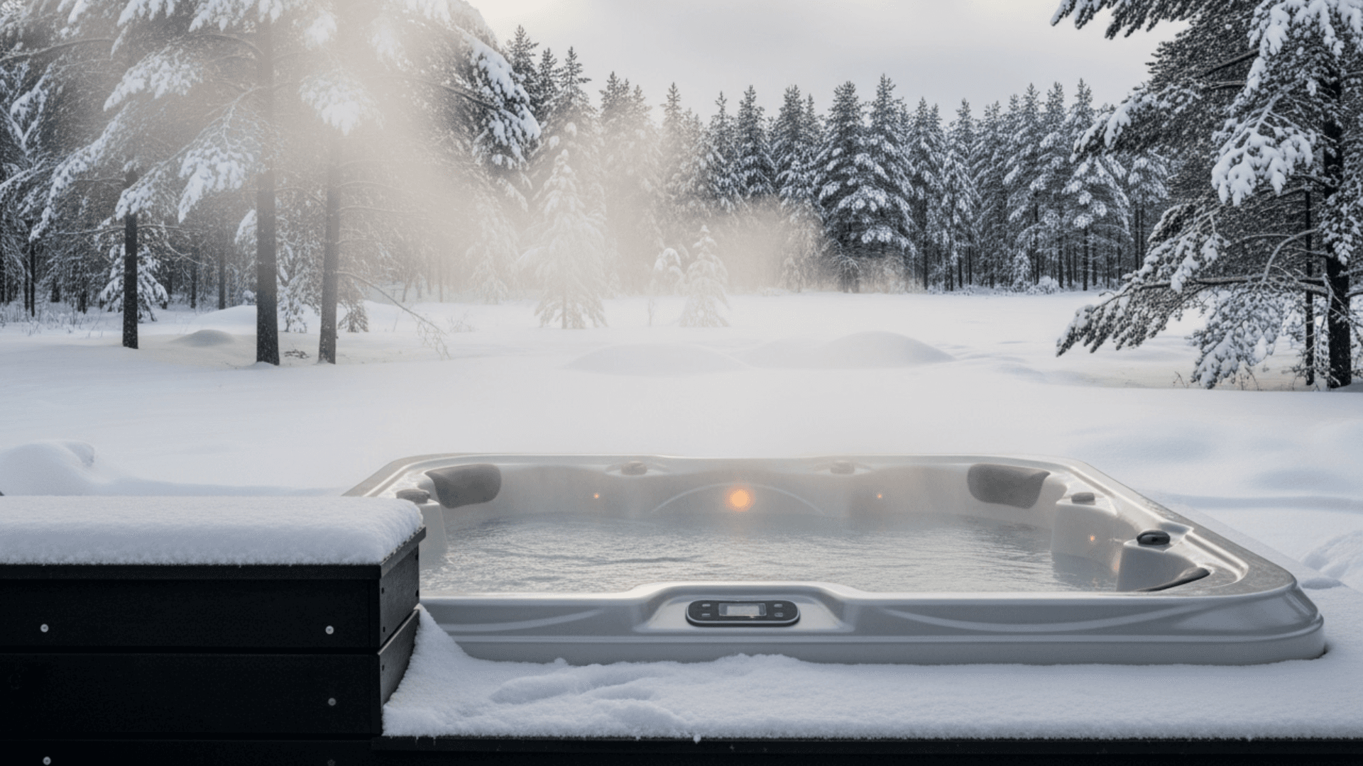 A warm spa on a quiet winter evening