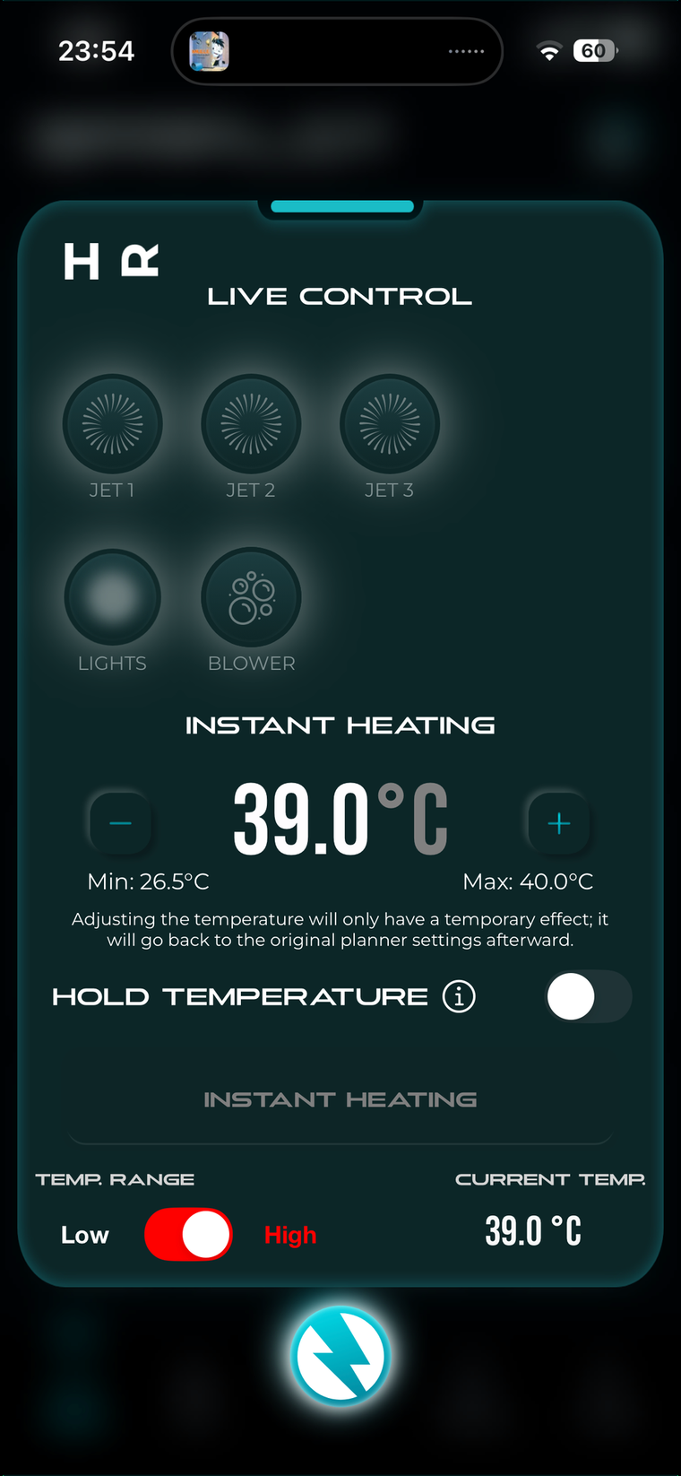 Live Control screen