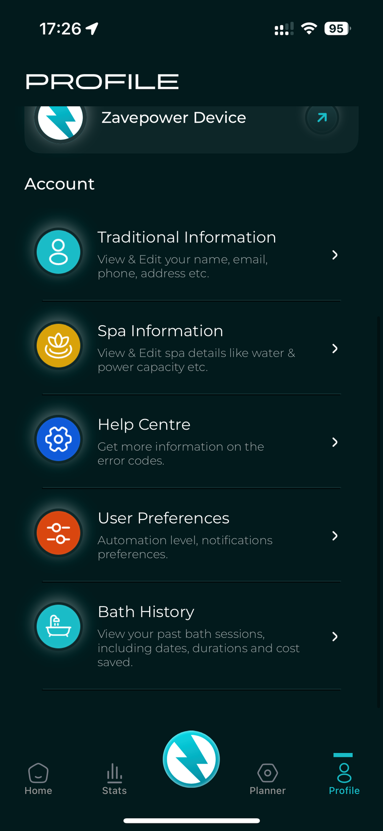 Profile screen